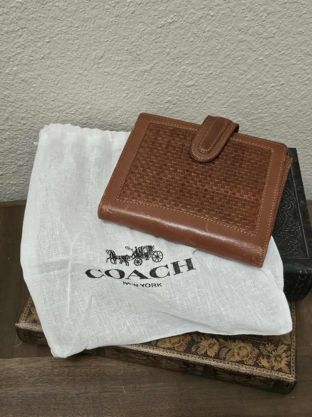 Vintage Coach Woven Water Buffalo Leather Wallet